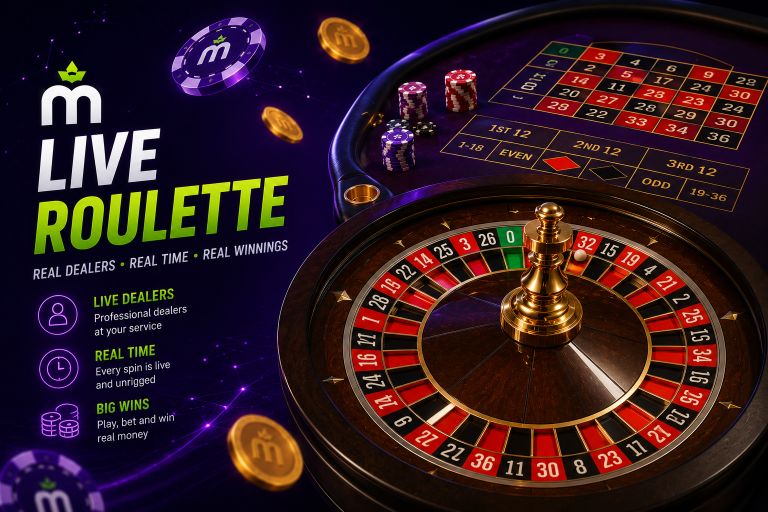 Ilustracja ruletki na żywo i kart reprezentująca kasyno na żywo MaxWin Casino